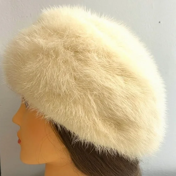 Vintage Genuine White Mink Fur Hat - Picture 7 of 13